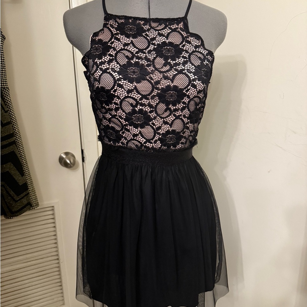 Black Lace Halter Dress